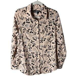 Karl Lagerfeld Beige Patterned Women's Top
